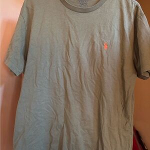 Polo by Ralph Lauren Men's Olive Green Tee with Orange Logo
